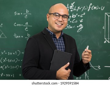 Young Asian Teacher Man Teaching Video Conference With Student. Male Indian Teacher Training The Mathematics In Classroom From Online Course.