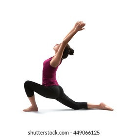 Young Asian Woman Doing Yoga, Isolated Over White