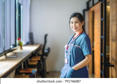 Young Asian Woman Is Going To Nursing School	