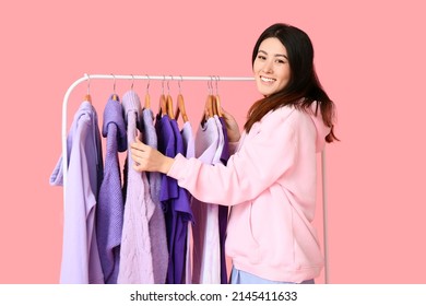 Young Asian Woman Rack Clothes Purple Stock Photo 2145411633 | Shutterstock