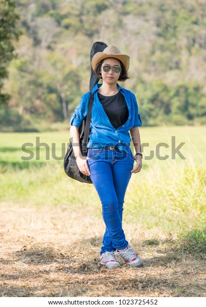 Young Asian Woman Short Hair Wear Stock Photo Edit Now 1023725452