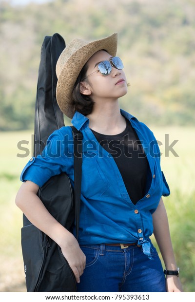 Young Asian Woman Short Hair Wear Stock Photo Edit Now 795393613