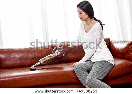 asian riding on couch From heart pleasure