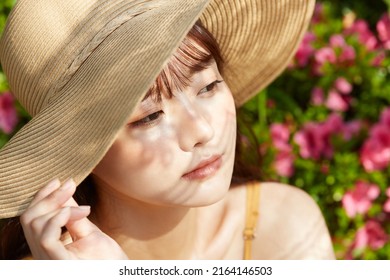 Young Asian Women Enjoying The Resort