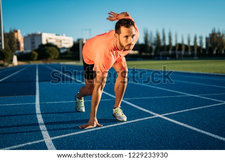 Similar – Jogger stretching in the morning on seaside.