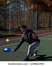 Young Athletic Man Playing Pickleball