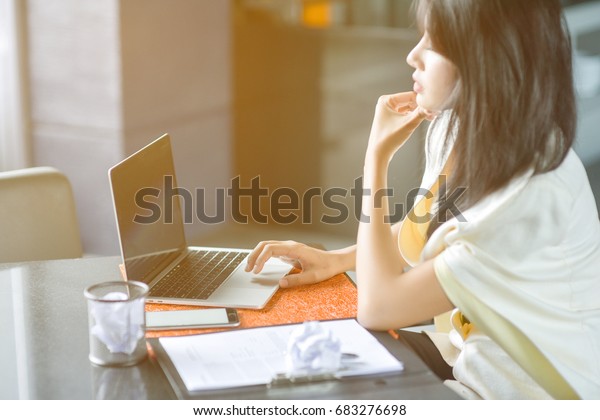 Young Attractive Asian Business Woman Sleeping People Business