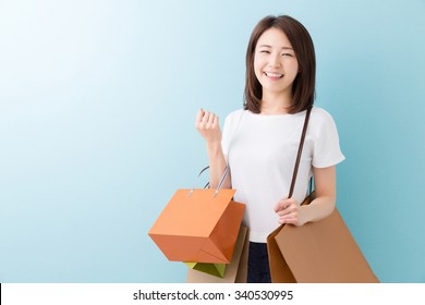 Young Attractive Asian Woman Having Shopping Bags