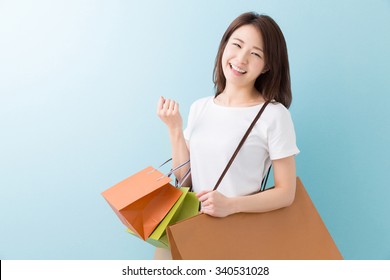 Young Attractive Asian Woman Having Shopping Bags