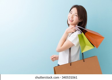 Young Attractive Asian Woman Having Shopping Bags