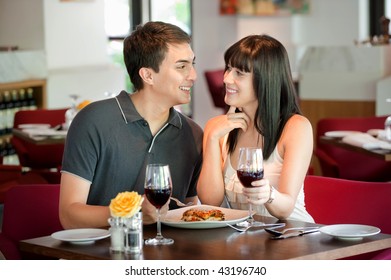 Young Attractive Couple Dining Together Indoor Stock Photo 43196740 