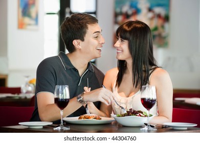 Young Attractive Couple Dining Together Indoor Stock Photo 44304760 ...