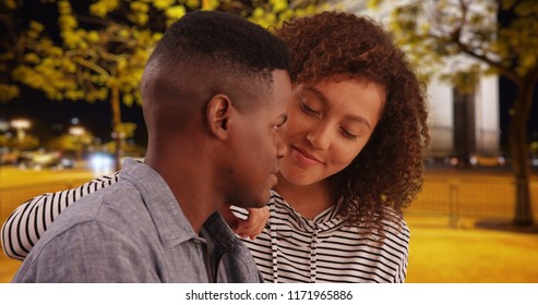 Young And Attractive Couple Stay Up All Night Talking On The Streets Of Paris