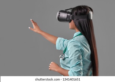 Young Attractive Doctor In A Virtual Reality Glasses