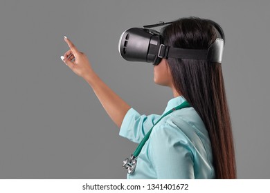 Young Attractive Doctor In A Virtual Reality Glasses