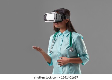 Young Attractive Doctor In A Virtual Reality Glasses