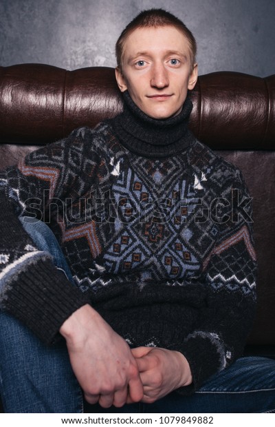 Young Attractive Guy Warm Sweater Jeans Stock Photo Edit Now