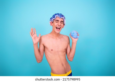 A Young Attractive Guy Washes In The Shower.