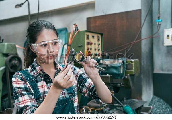 Young Attractive Milling Machining Female Worker Stock Photo 677972191 