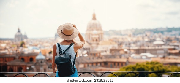 Young attractive smiling girl tourist exploring new city at summer - Powered by Shutterstock