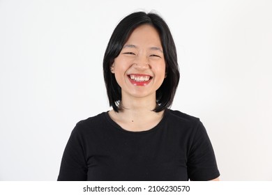 Young Attractive South East Asian Woman Pose Face Expression Emotion On White Background