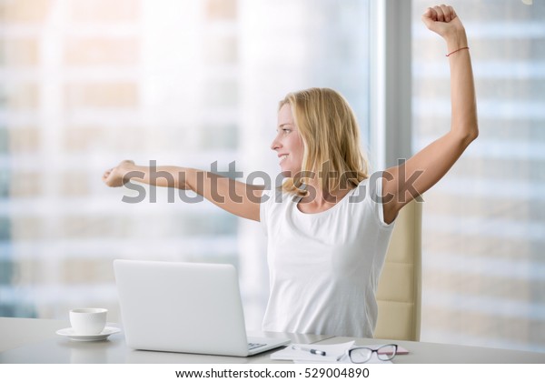 Young Attractive Woman Modern Office Desk Stock Photo Edit Now