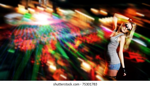 young attractive woman in nightclub