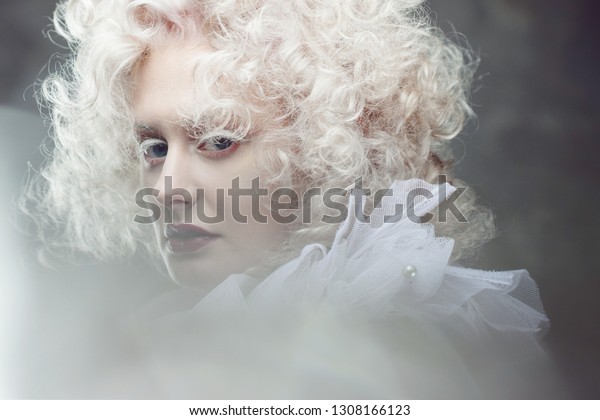 Young Attractive Woman Platinum Blonde Purple Stock Photo Edit