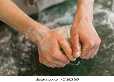 Young Baker Preparing Artisan Sourdough Bread.