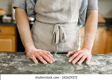 Young Baker Preparing Artisan Sourdough Bread.