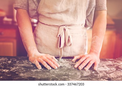 Young Baker Preparing Artisan Sourdough Bread.