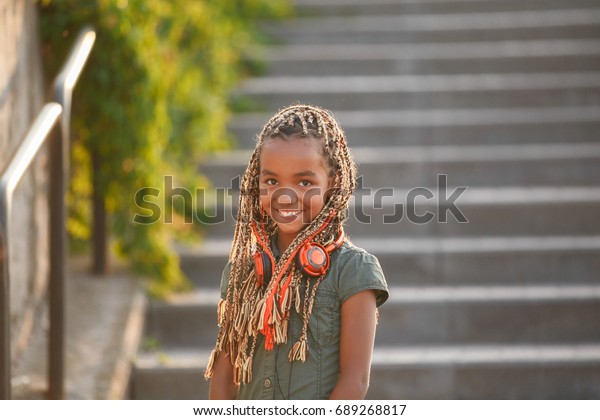 Young Beautiful African American Girl Child Stock Photo