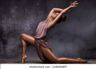 Young Beautiful African American Woman Dancing, Sensual Lady.