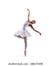 Young Beautiful Ballet Dancer Isolated Over White Background