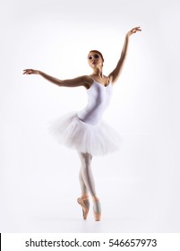 Young Beautiful Ballet Dancer Isolated Over White Background