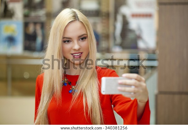Young Beautiful Blonde Girl Taking Selfie Stock Photo Edit Now
