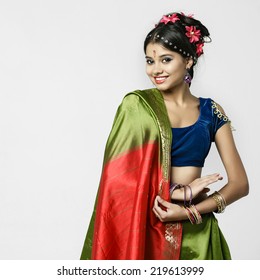 Beautiful Indian Model Wedding Saree Images Stock Photos