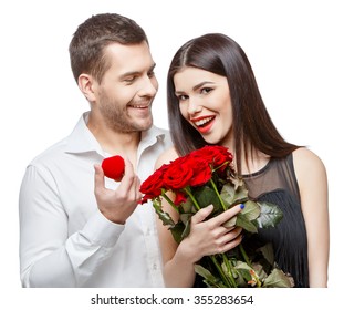 Man Woman Holding Red Rose Together Stock Photo (Edit Now) 1029823327