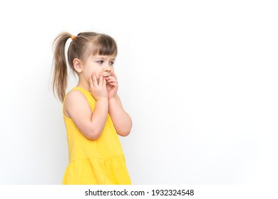 Young beautiful child girl standing over grey background thinking looking tired and bored with depression problems