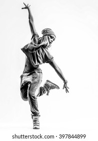 Young Beautiful Dancer Jumping In Studio