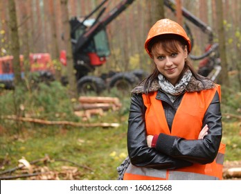 Young And Beautiful Forestry Engineer At Work