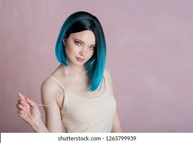 blue haired girl images stock photos vectors shutterstock https www shutterstock com image photo young beautiful girl blue hair holding 1263799939