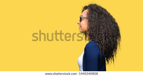 Young Beautiful Girl Curly Hair Wearing People Stock Image