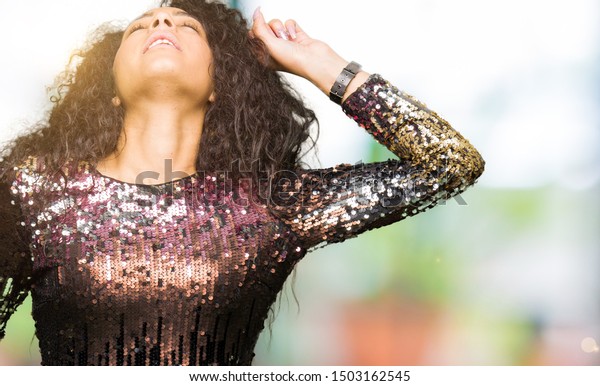 Young Beautiful Girl Curly Hair Wearing Stock Photo Edit Now