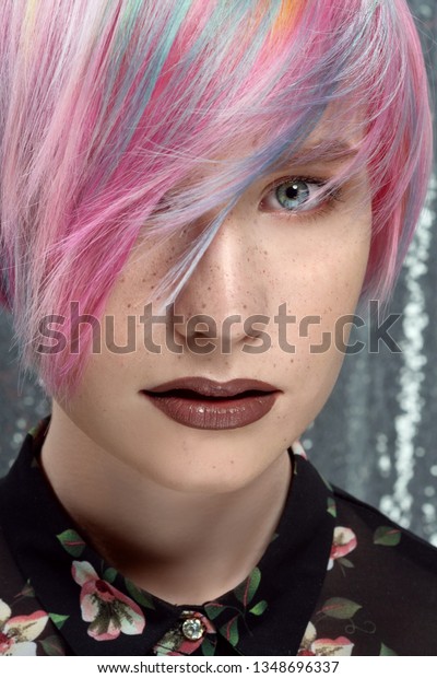 Young Beautiful Girl Freckles Colored Hair Stock Photo Edit Now