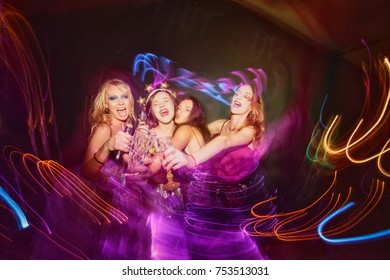 young beautiful girls having fun at a party