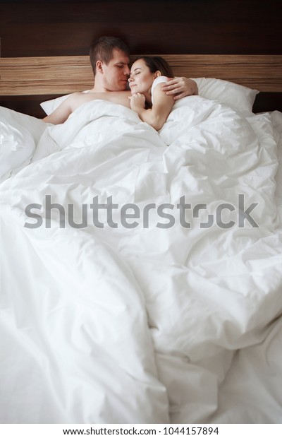 Young Beautiful Husband Wife Resting Bed Stock Photo Edit