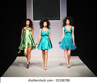 Young Beautiful Model Walking On Fashion Show Piste