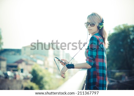 young beautiful model woman in the city