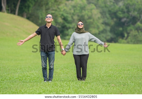 Young Beautiful Muslim Couple Hand By Stock Photo Edit Now